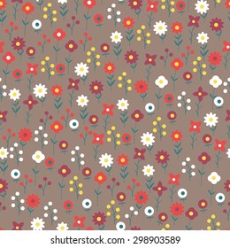The pattern of small flowers. Colorful pattern of several types of small flowers. Dark option.