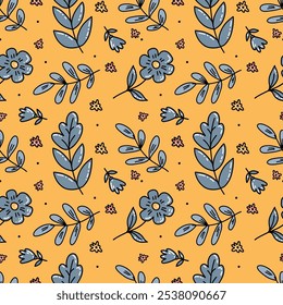 Um padrão de pequenas flores e folhas para o tecido. Fundo contínuo com um padrão para tecido.