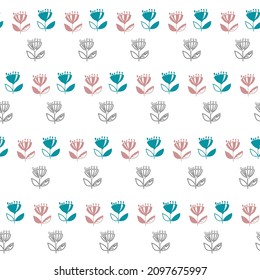 Pattern with small flowers. Suitable for fabric, paper, background. Vector graphics. 
