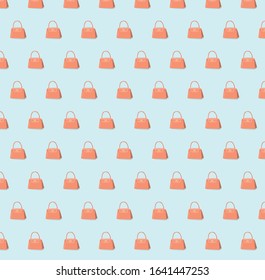 Pattern of small handbags on a blue background