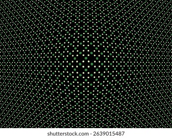 a pattern of small, irregularly shaped dots, primarily in green and light yellow and white, set against a black background.