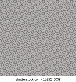 Pattern with small marks, rosettes or floral elements. Graphics in gray tones. Wrapping paper.