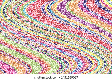 Pattern with small multi-colored dots forming paths, waves. Vector illustration
