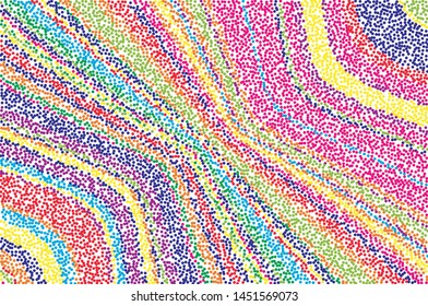 Pattern with small multi-colored dots forming paths, waves. Vector illustration