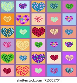 pattern from small multicolored hearts