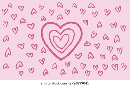 Un patrón de Pequeños corazones rosados. Típico para usar en el Día de San Valentín.