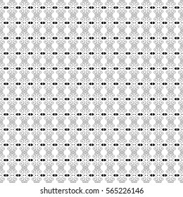pattern of small spirals, hearts, dots black on a white background