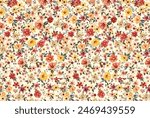  pattern in small-scale flowers. Shabby . Floral seamless background for textile or book covers, manufacturing, wallpapers, print, gift wrap and scrapbooking.