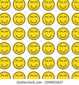 Muster von Lächeln Emoticons auf transparentem Hintergrund mit Mini-Doodle (Symbole). Vektorgrafik