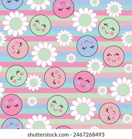 PATTERN SMILE FLOWERS GIRL CUTE