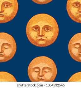 pattern of smiling and sleeping moons