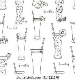 Pattern with smoothies with different Ingredients
