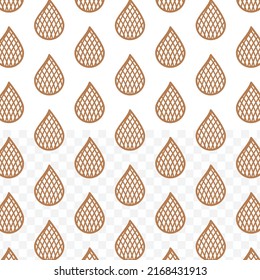 Pattern of Snakefruit in Brown color on transparent background(PNG) with mini doodles(icons). Vector Illustration