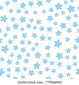 Pattern of a snowflake hand drawing. Vector seamless pattern  isolated on white background. Winter concept pictures New Year background.