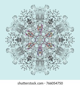 Pattern of snowflakes. Cute Pattern. Christmas Snowflakes Background. Vector christmas abstract colorful background with cute snowflake. Vector illustration.