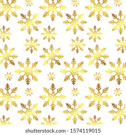 pattern of snowflakes golden christmas vector illustration design