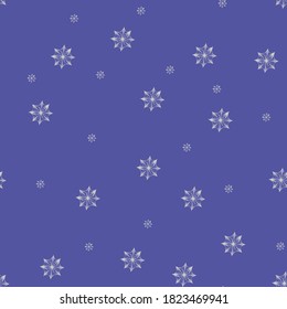 Pattern - snowflakes on a purple background. Suitable for wrapping, textiles, packaging. Vector illustration. EPS 10.