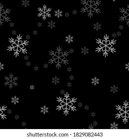  Pattern snowflakes sky on a black background. Vector illustration of starry sky.
