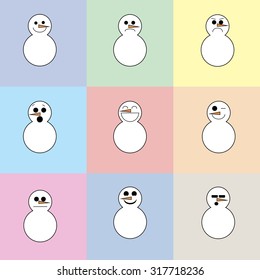 Pattern snowman on a bright background. Background on separate layer - can be turned off
