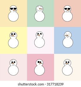 Pattern snowman on a bright background. The background layer can be turned off