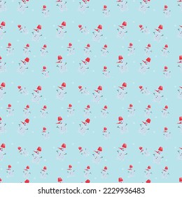 Pattern with snowmen for banner design. Poster design for any purpose. Vector art illustration.