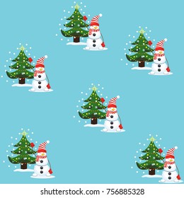 Pattern from snowmen and chritmas trees