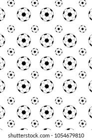 pattern with soccer balls black on white background