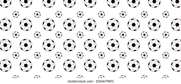 pattern with soccer balls black on white background