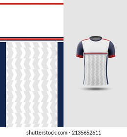 Pattern Soccer jersey and t-shirt sport mockup template, Graphic design for football kit or activewear uniforms. white stips theme with 3d preview