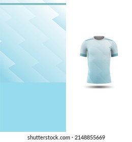 Pattern Soccer jersey and t-shirt sport mockup template, Graphic design for football kit or activewear uniforms. Blue ocean geometric theme with 3d preview