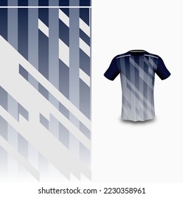 Pattern Soccer jersey and t-shirt sport mockup template, Graphic design for football kit or activewear uniforms. Blue Abstract geometric pattern theme with 3d preview