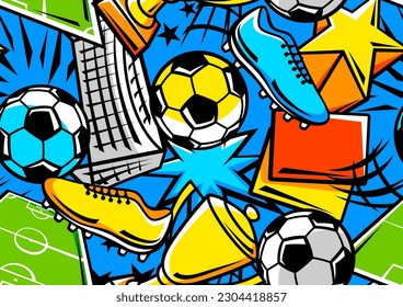 Pattern with soccer symbols. Football club illustration.