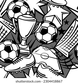Pattern with soccer symbols. Football club illustration.