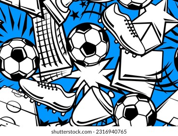 Pattern with soccer symbols. Football club illustration.