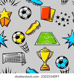 Pattern with soccer symbols. Football club illustration.