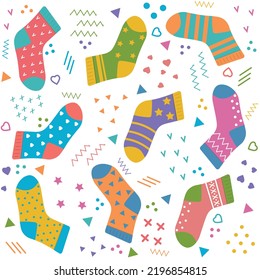 Pattern of socks, color vector illustration