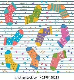 Pattern of socks, color vector illustration