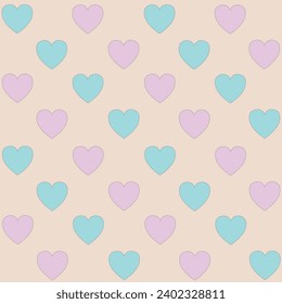 Pattern in soft colors with hearts
