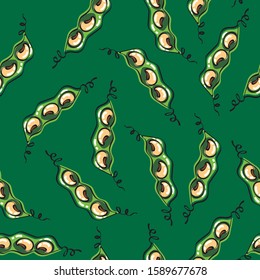 Pattern of some beans. Image in single stroke. Editable vector.