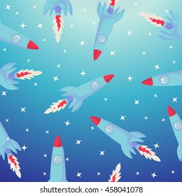  pattern Space with rockets
