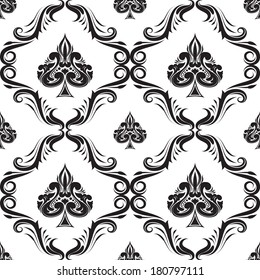 Pattern Spades Ornamental Black and White