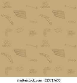 Pattern with spare parts for car many