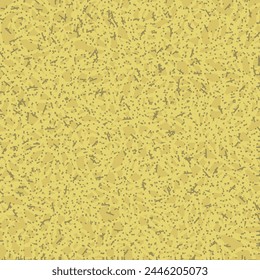 Pattern with specks, fibers or khaki fluff on a golden background. A piece of carpet, tile or linoleum. Rug floor. Flecked surface. Abstract vector seamless.