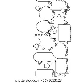 Pattern with speech bubbles. Decorative abstract objects in line art style.