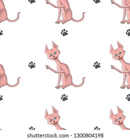 Pattern sphynx cat emoji.Vector illustration.