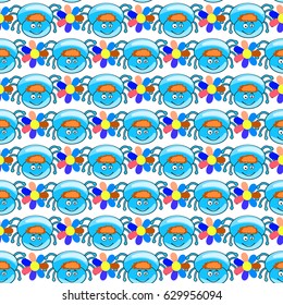 pattern with spiders and daisies