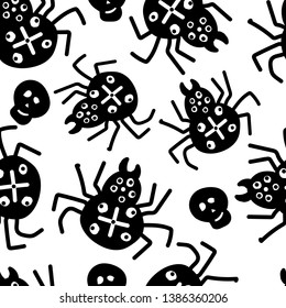 Pattern with spiders and skulls for Halloween, day of the Dead. For fabric, textile, background, Wallpaper, postcards, wrapping paper.