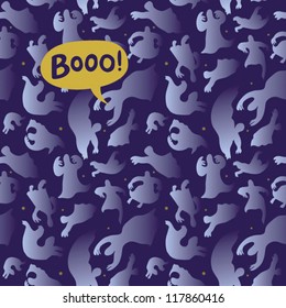 Pattern of spirits on the violet background.
