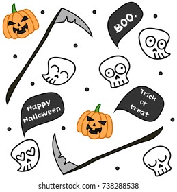 Pattern With Spits, Skulls and Pumpkins