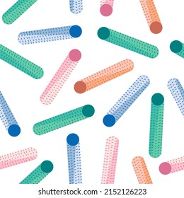 Pattern of sports colored corrugated rollers for fitness and yoga. Massage rollers seamless illustration.